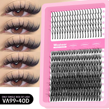 Blushimmer WOSHEER Lash Clusters Kit with spiky eyelash extension clusters and volume individual lashes for DIY lash enhancement.
