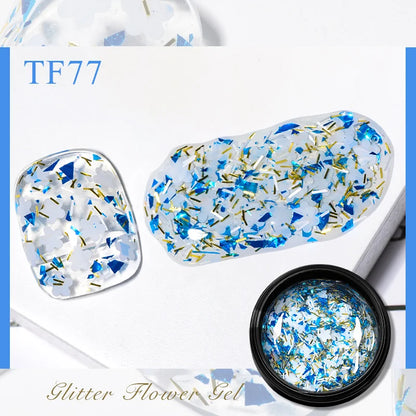 Blushimmer Meet Across 5ml pink dried flower gel nail polish with natural flower accents, suitable for UV and LED nail art.