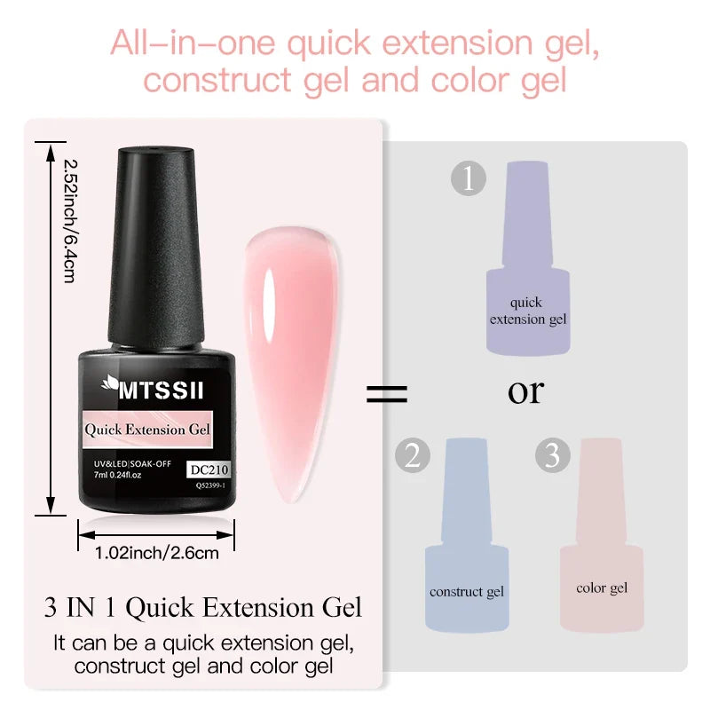 Blushimmer MTSSII 7ml transparent nude pink red gel nail polish and hard gel for quick building nail art and extensions.