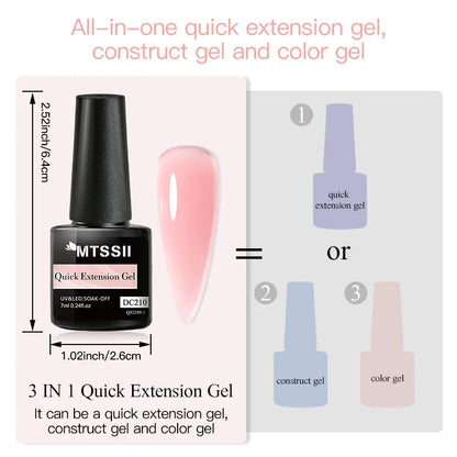 Blushimmer MTSSII 7ml transparent nude pink red gel nail polish and hard gel for quick building nail art and extensions.