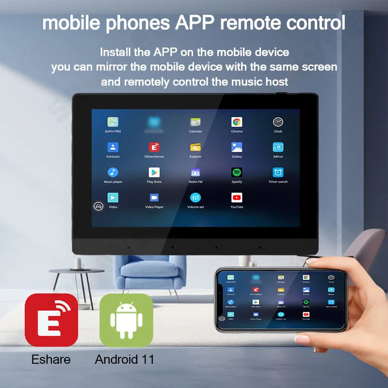 Smart Audio Touch Screen Android 11 System WIFI TF Music 8x30W power ceiling speakers control panel Bluetooths wall amplifiers