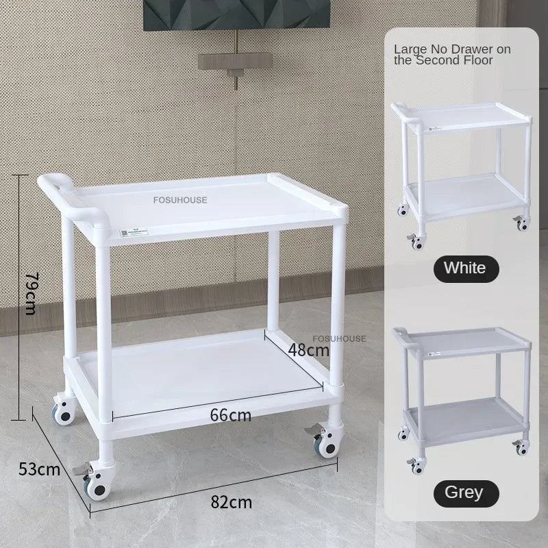 European Plastic Salon Trolleys with Wheels Auxiliary Tool Cart Designer Salon Furniture Beauty Salon Instrument Equipment Shelf