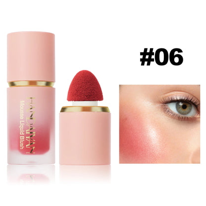 Blushimmer 6-color matte liquid blush set with sponge brush applicators, long-lasting waterproof formula, easy to apply.