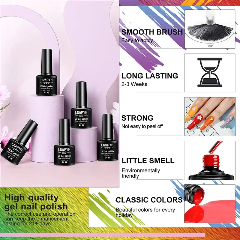 Blushimmer professional nail gel set with 18-color UV gel polish, manicure tools, nail lamp, and nail drill machine for at-home or salon use.