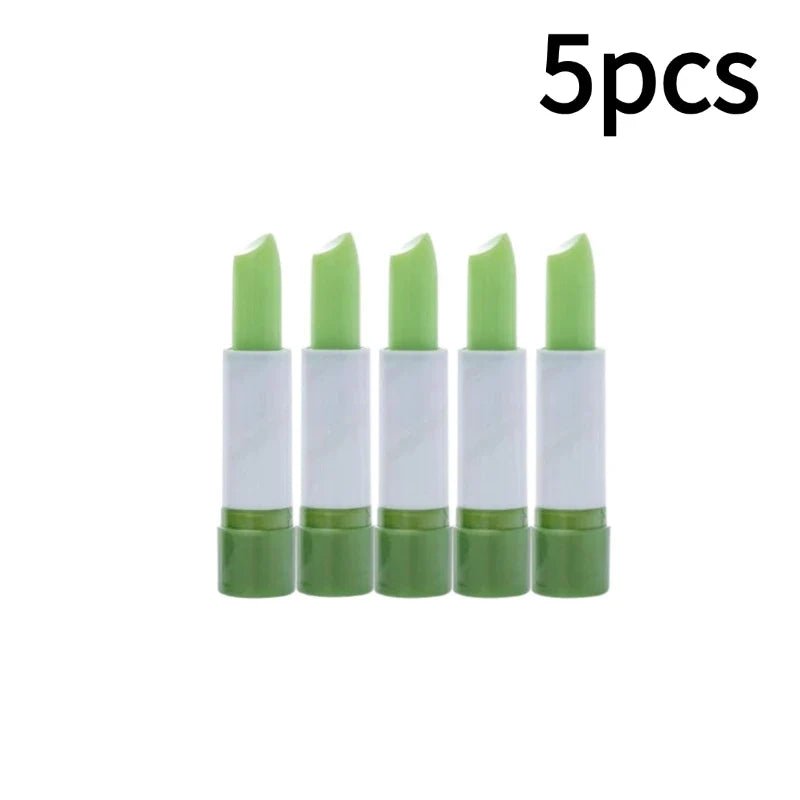 Blushimmer Aloe Vera moisturizing lipstick and lip balm set with nourishing, color-changing, anti-drying formula for soft lips.