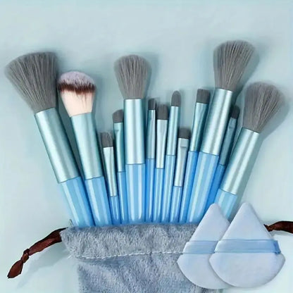 Blushimmer makeup brush set with soft fluffy brushes for foundation, powder, eyeshadow, and blending application.