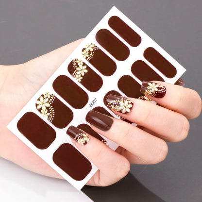 Blushimmer 14Tips DIY nail stickers with spring and summer floral designs, self-adhesive full cover nail decoration decal.