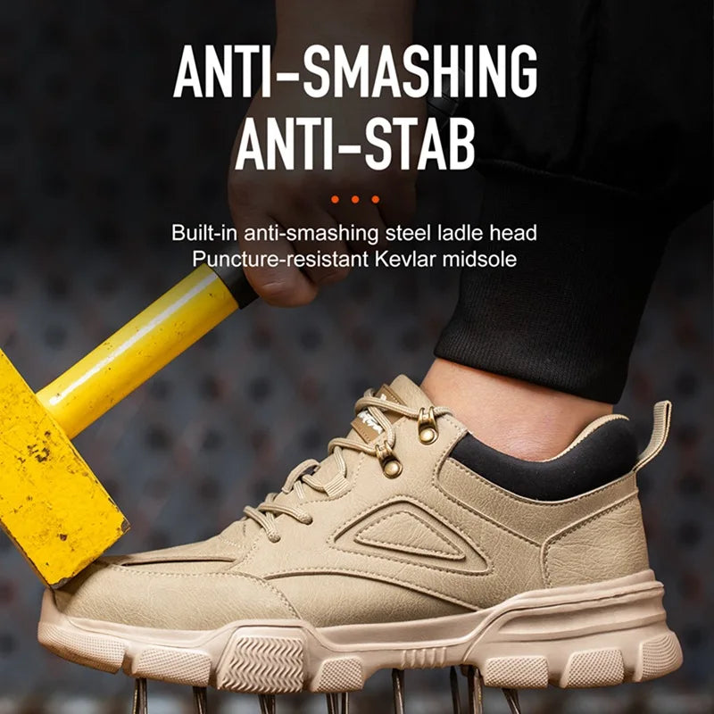 Steel Toe Safety Shoes Men, Anti-Puncture Anti-Smash Non Slip Industrial Work Boots Lightweight Breathable Protective Shoes