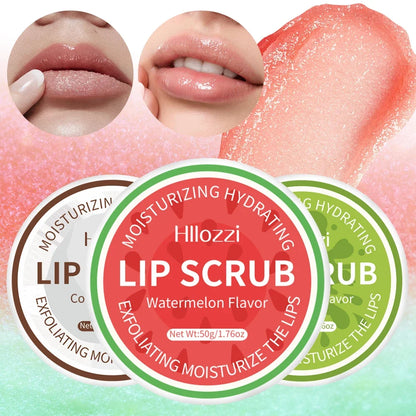 Blushimmer Hllozzi 50g lip scrub with jojoba oil, vitamin C, watermelon, coconut, and apple for gentle, hydrating lip exfoliation.