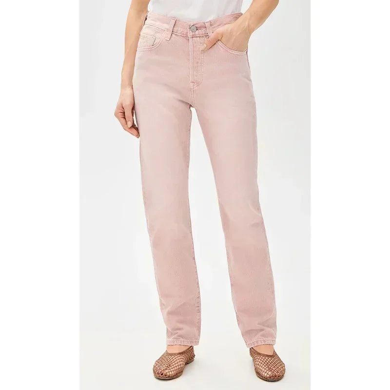 2025 Ins Fashion Jeans Women Comfortable High Waisted White Jeans Girls Thin Stretch Denim Pants Female Straight Leg Trousers