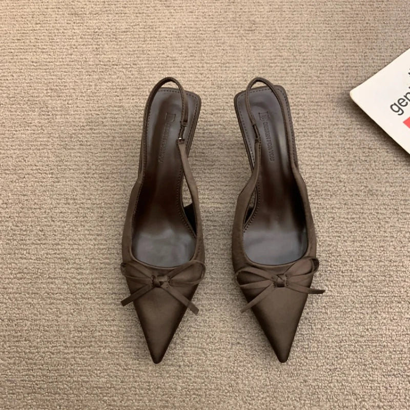 Summer Slip On High Heel Women Sandals Fashion Butterfly-knot Singbacks Pumps Stripper Party Female Sandalias