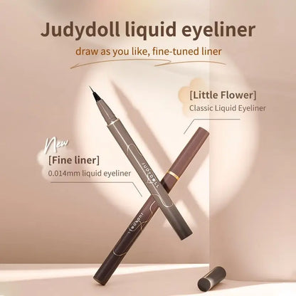 Blushimmer Judydoll liquid eyeliner with ultra-fine tip, waterproof, smudge-proof, long-lasting, featuring smooth strong fibers.
