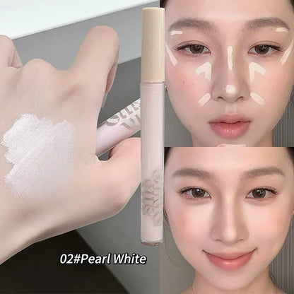 Grey and brown facial contour shadow cream by Blushimmer, natural nude liquid contouring stick for 3D nose shaping and brightening.