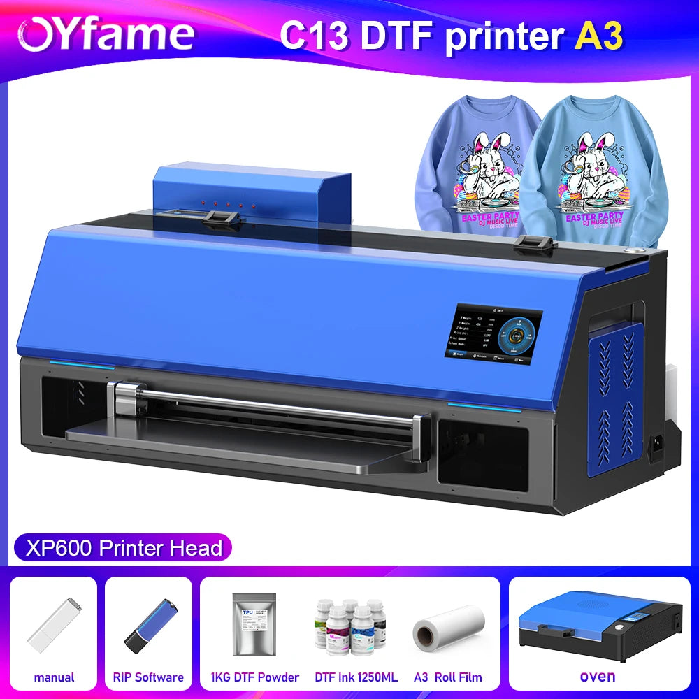 OYfame A3+DTF Printer impresora dtf a3 For Epson XP600 Directly To Film Textile A3 t shirt printing Machine A3 with dtf oven