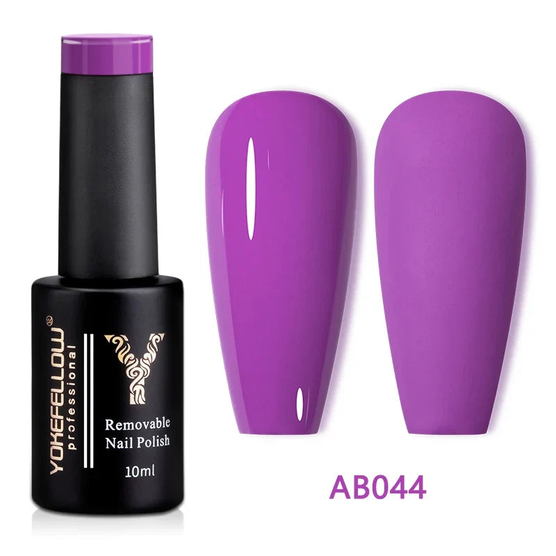 Blushimmer YOKEFELLOW 10ml nude pink gel nail polish in a clear jar, showcasing translucent pink UV gel varnish for long-lasting nails.
