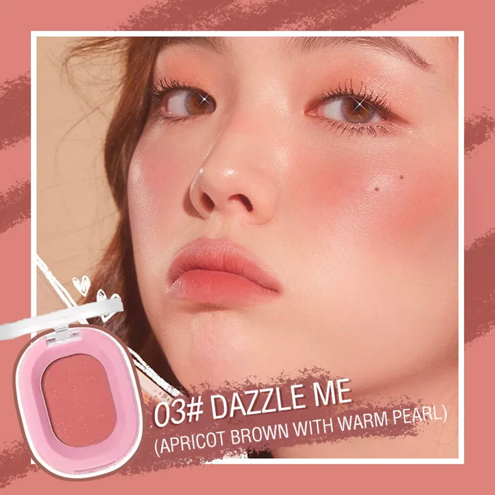 Blushimmer monochrome matte blush powder in natural nude, long-lasting waterproof cheek rouge for easy, safe makeup application.