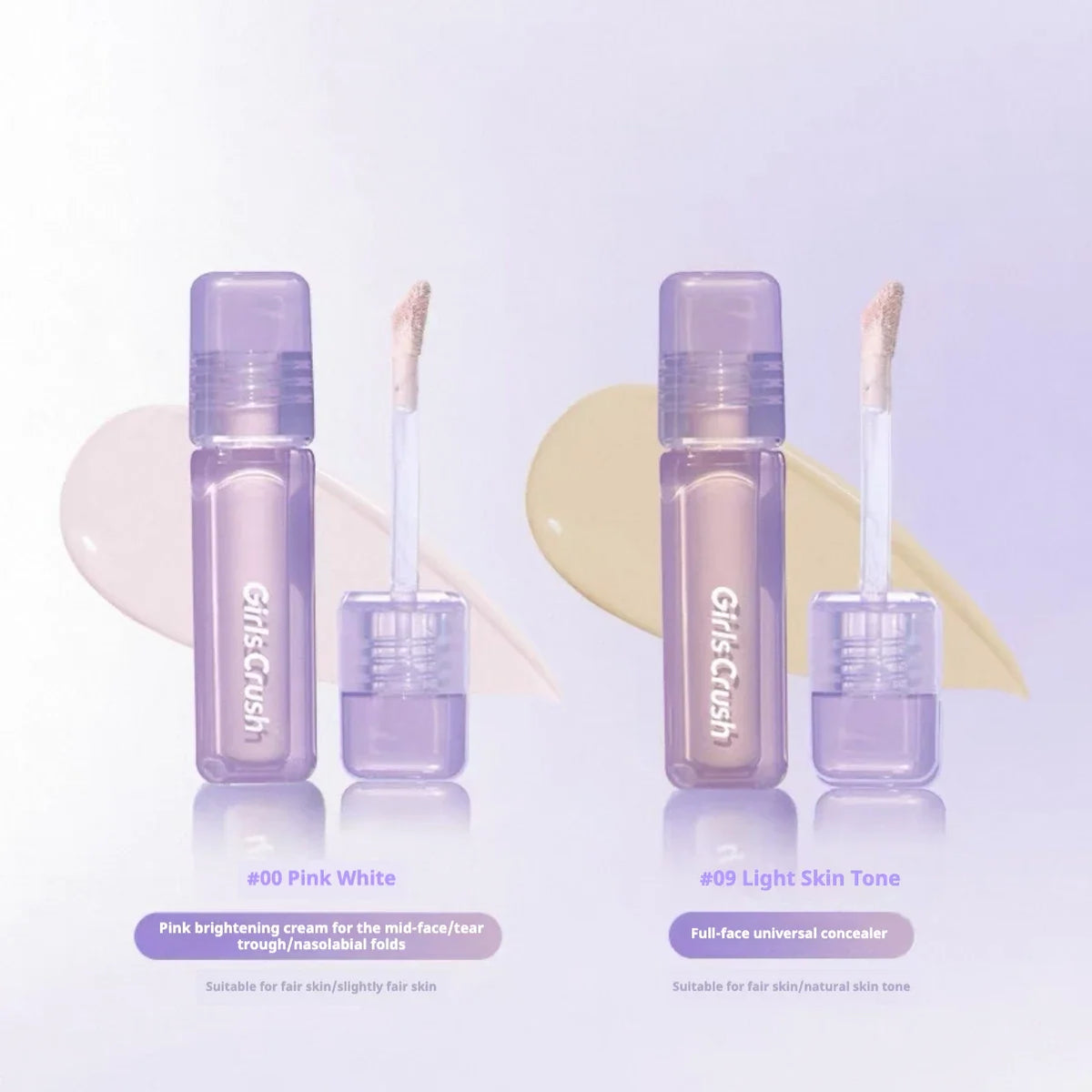 Blushimmer Girlscrush liquid concealer with velvet sunscreen, brightening and moisturizing facial application for smooth, radiant skin.