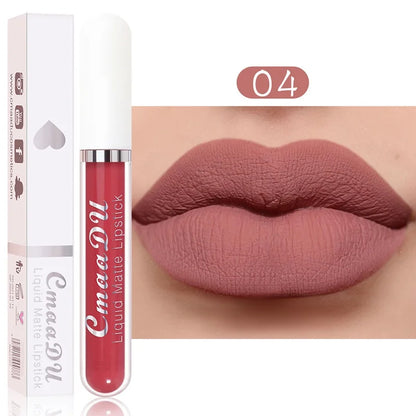 Blushimmer long-lasting red velvet matte liquid lipstick in nonstick waterproof lip gloss tube, perfect for bold lip makeup.