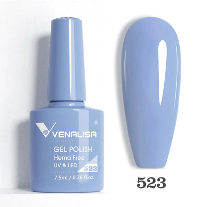 Venalisa Blushimmer glitter gel polish in pink nude for French nails, full coverage soak-off UV LED gel nail polish.