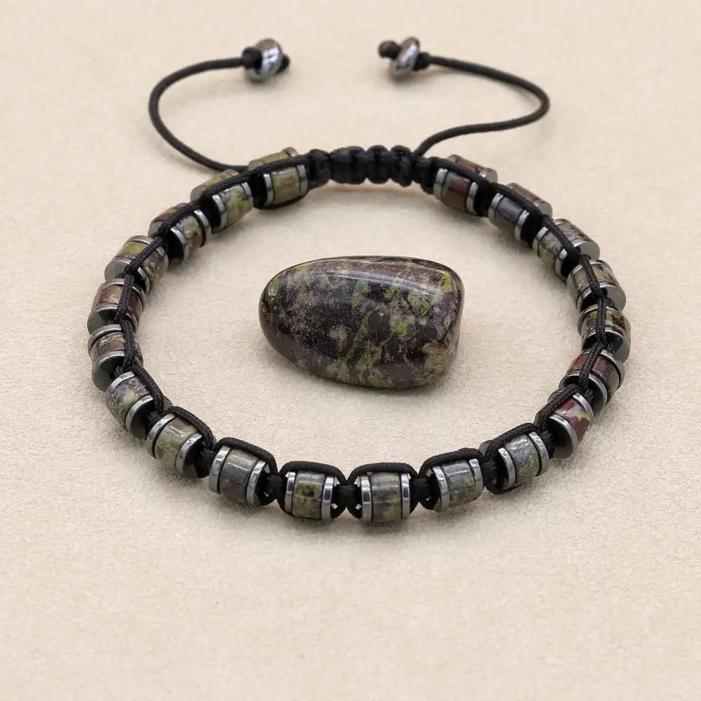 Men's Bracelet Natural Stone Hematite Dragon Blood Beads Braided Bracelet & Bangle Women Couple Health Handmade Jewelry Gifts