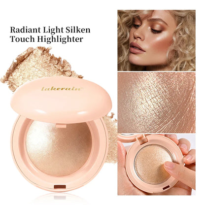 Blushimmer face highlighter powder with shimmering baked formula for silky, glowing skin and long-lasting waterproof contouring.