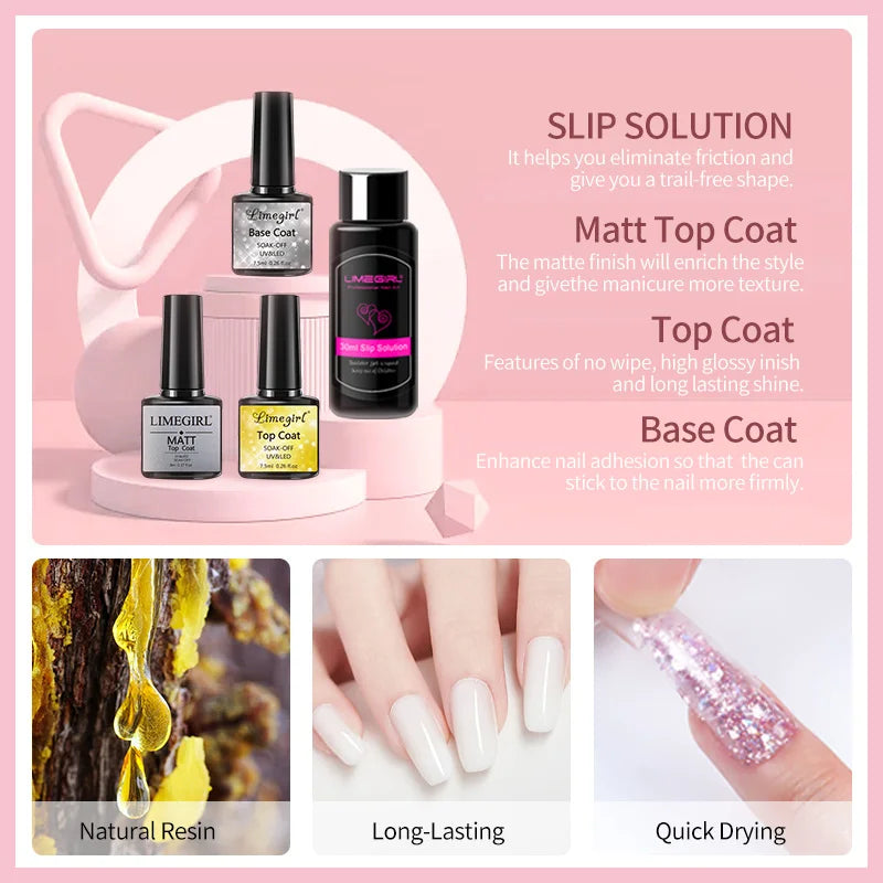 Blushimmer Limegirl 15ml extension nail gel set with 6W LED lamp and mold for quick full manicure and finger extension.