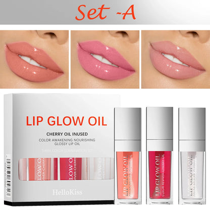 Blushimmer Crystal Jelly Lip Oil Set featuring tinted, plumping lip glosses with a glossy finish and moisturizing, sexy lip glow.
