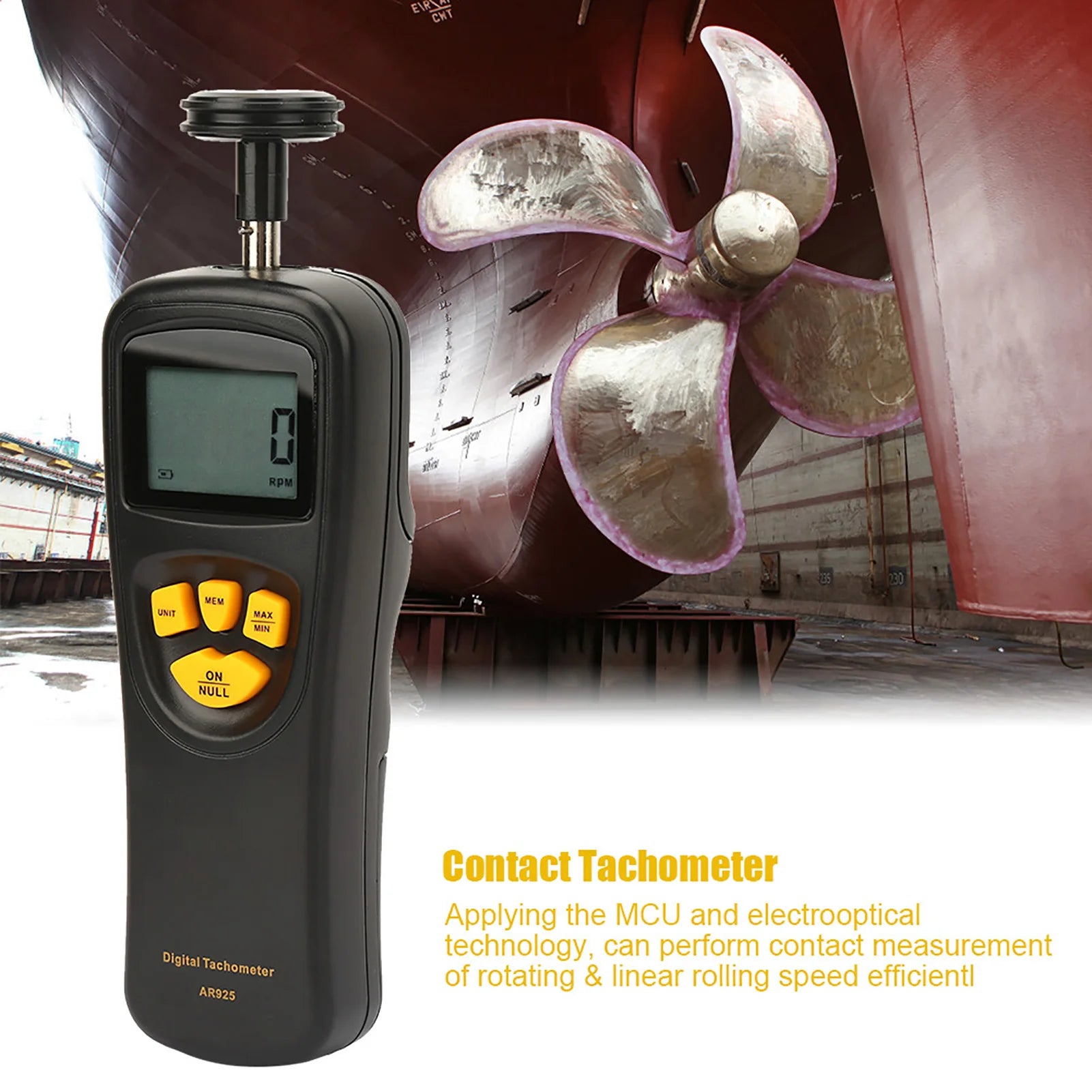 SMART SENSOR 0.5~19999 RPM Contact Digital Tachometer Rotation Meter with LCD Backlight Display Digital Tachometer