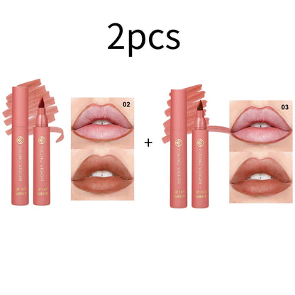 Blushimmer lip tint pen with six matte water lipstick shades, featuring smooth application and long-lasting color.