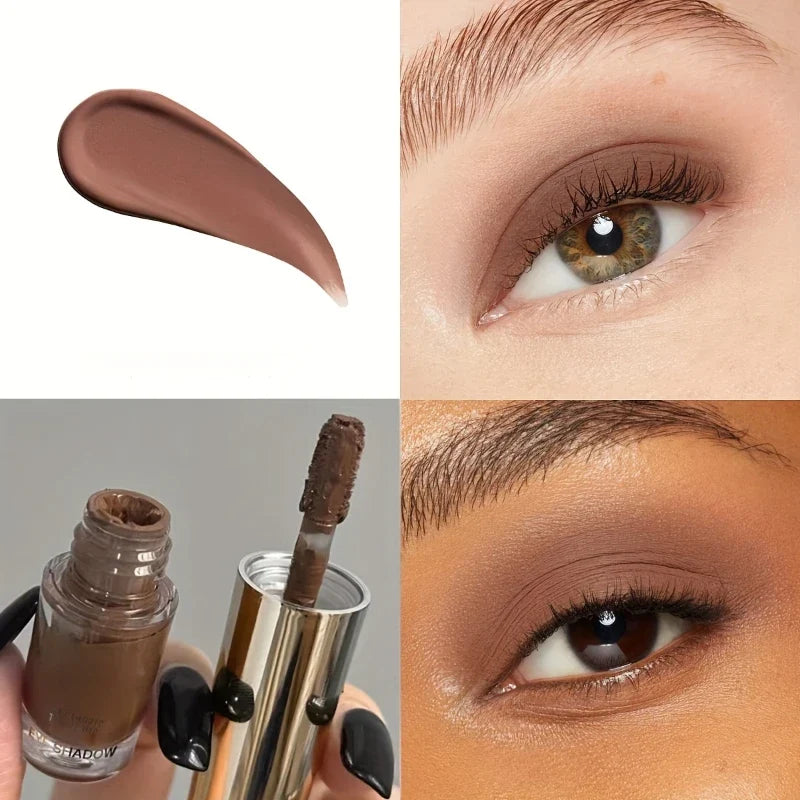 Blushimmer liquid eyeshadow stick with matte and glitter shades, showcasing blendable, creamy texture for natural eye makeup.