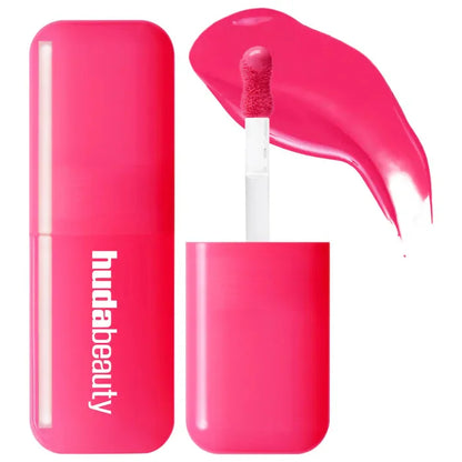 Blushimmer Huda Beauty Blush Filter Soft Glow liquid blush and shiny lip gloss in cotton candy and bubblegum shades.