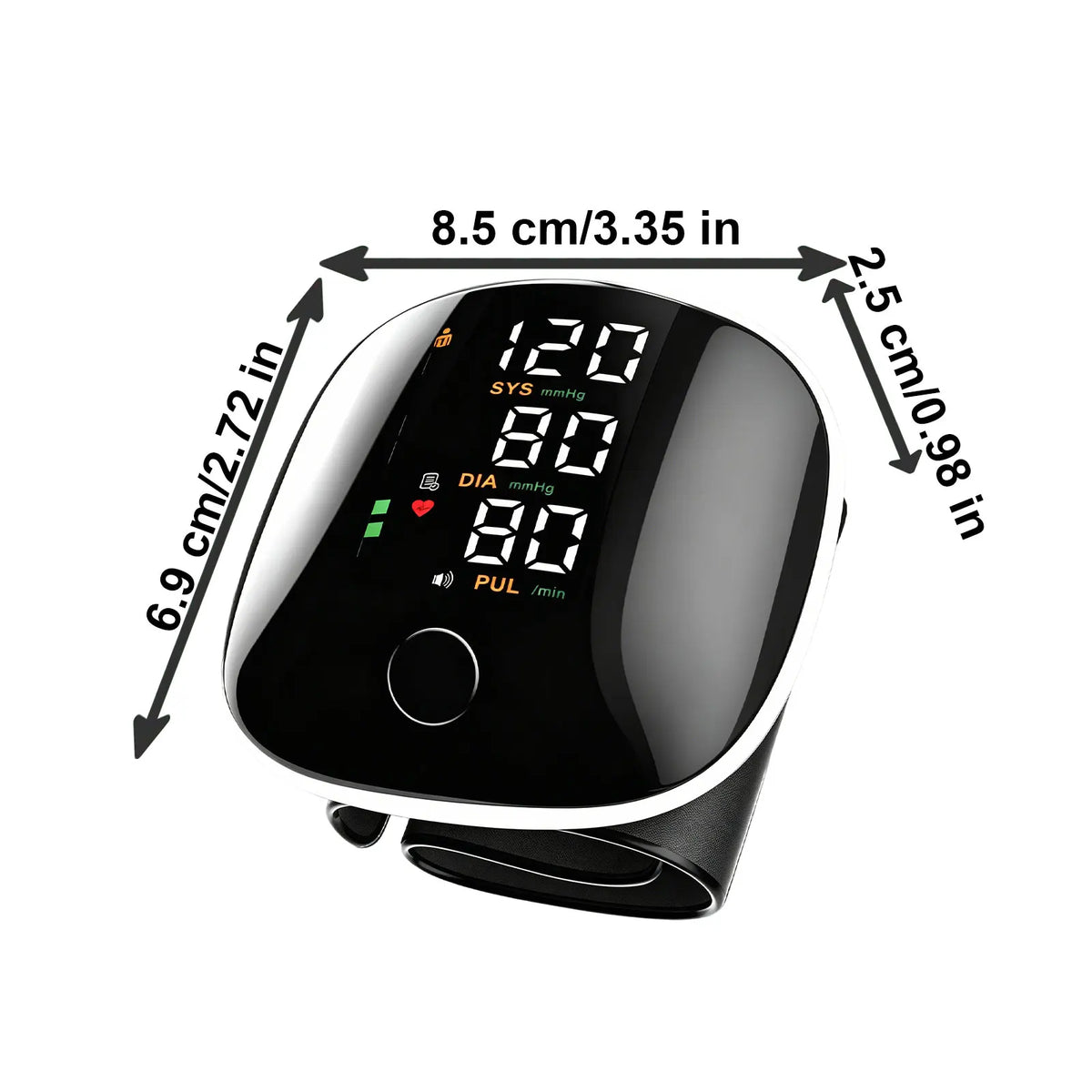 Rechargeable digital blood pressure monitor from NAIL Store with LED display, voice broadcast, memory storage, and heart rate detection.