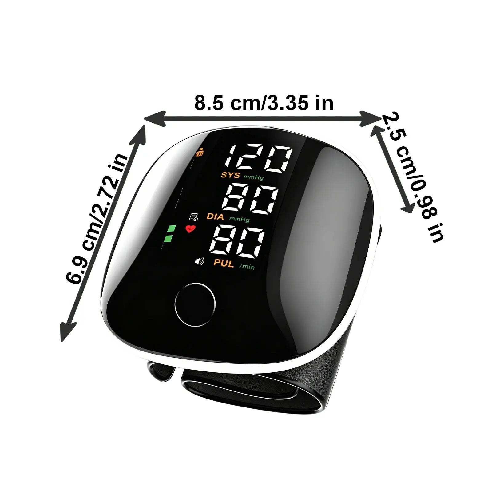 Rechargeable digital blood pressure monitor from NAIL Store with LED display, voice broadcast, memory storage, and heart rate detection.