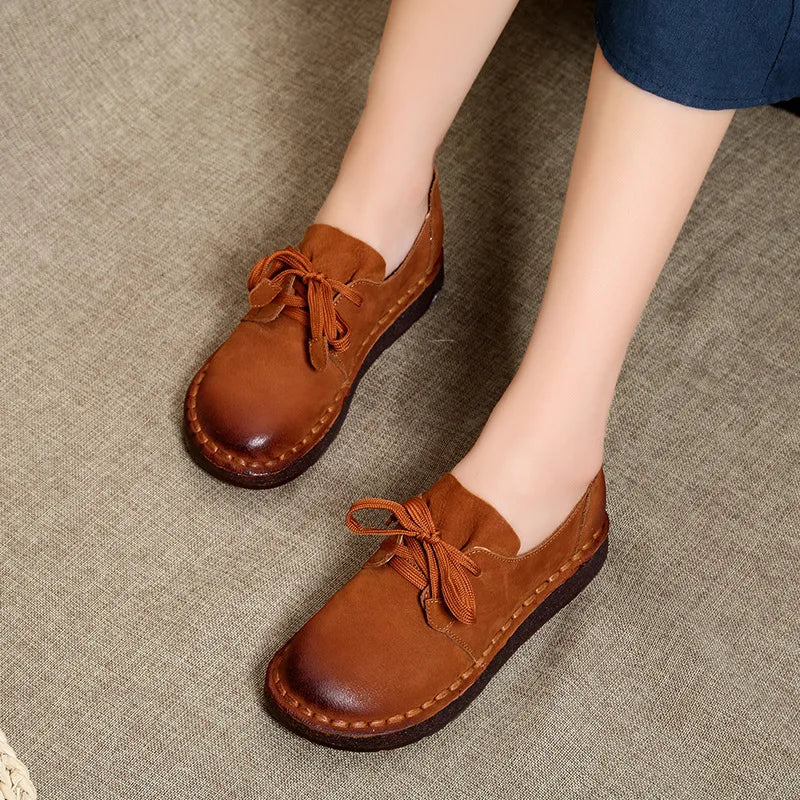 ZXRYXGS Retro Style Top Cowhide Single Shoes Woman New Flats 2025 Winter Soft Sole Comfort Warm Shoes Flat Sneakers Casual Shoes