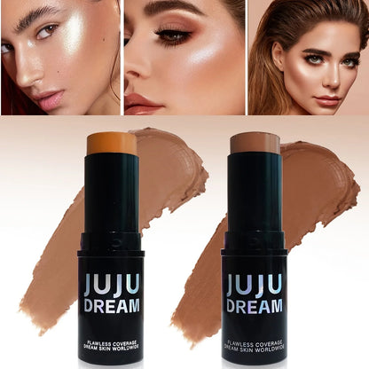 Blushimmer contour and concealer stick with creamy, waterproof face bronzer and highlighter, featuring long-lasting, buildable coverage.