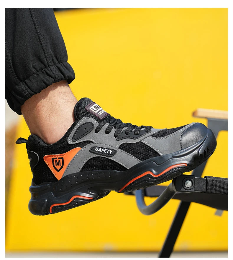 Slip On Safety Shoes Work Boots Steel Toe Men Non-Slip Lightweight Breathable Industrial Shoes Anti shock Protective Boots