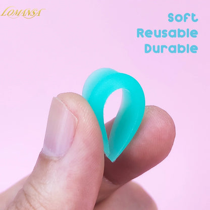 Lomansa 7 pairs L curl silicone eyelash perm pads and shields for lash lifting, designed for 3D eyelash curling and shaping.