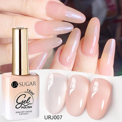 Blushimmer UR SUGAR 15ml translucent white jelly gel polish for UV nail art, semi-permanent soak-off gel varnish.