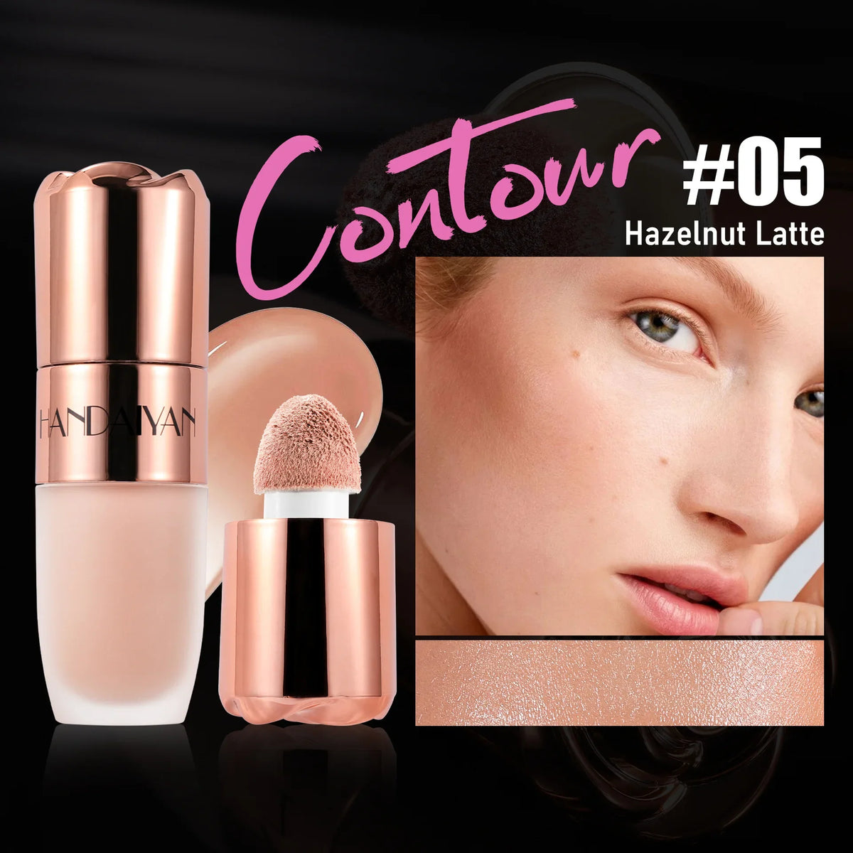 Blushimmer Liquid Highlighter Stick Rose Glow with soft sponge tip for easy application, 3D contour, long-lasting face and body makeup.