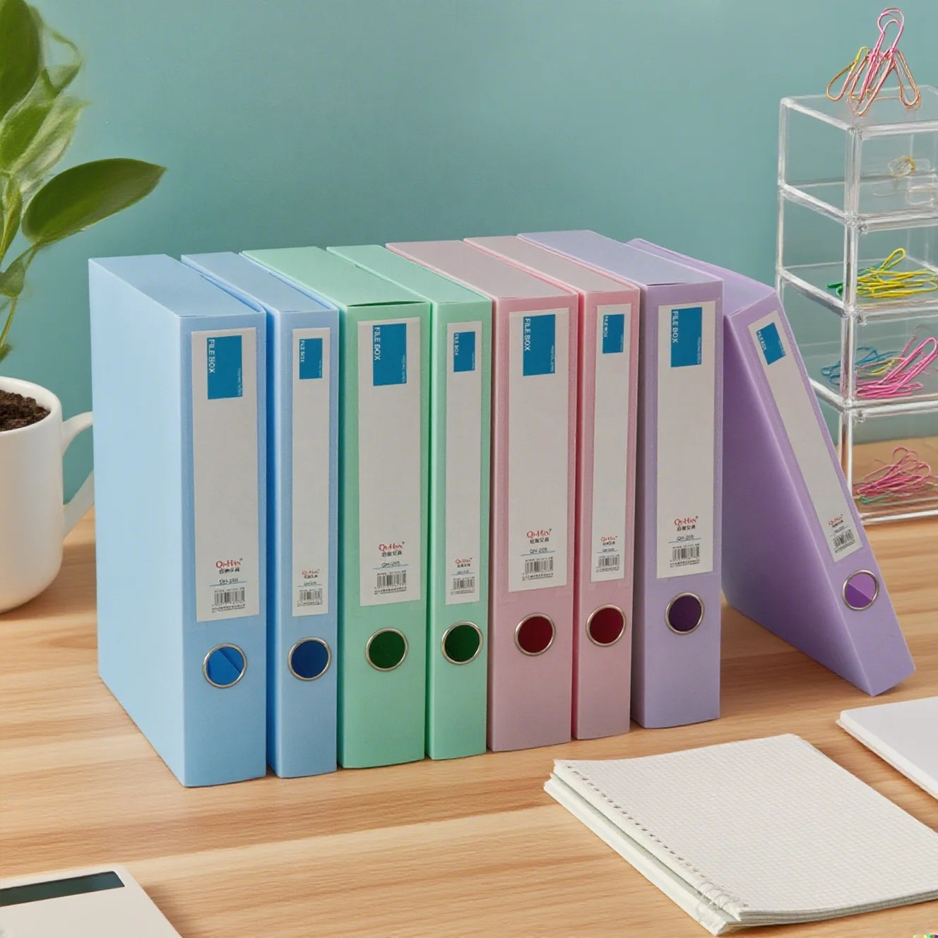 4-Piece Set of File Boxes, A4 Document Boxes, Office Desk Storage Boxes, Large-Capacity Contract Folder Storage, Office Supplies