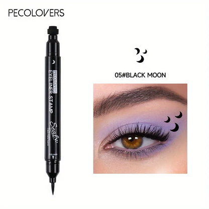 Blushimmer 7-style liquid eyeliner stamp pen in red and black with double-ended design, waterproof, fast-drying eye makeup tool.