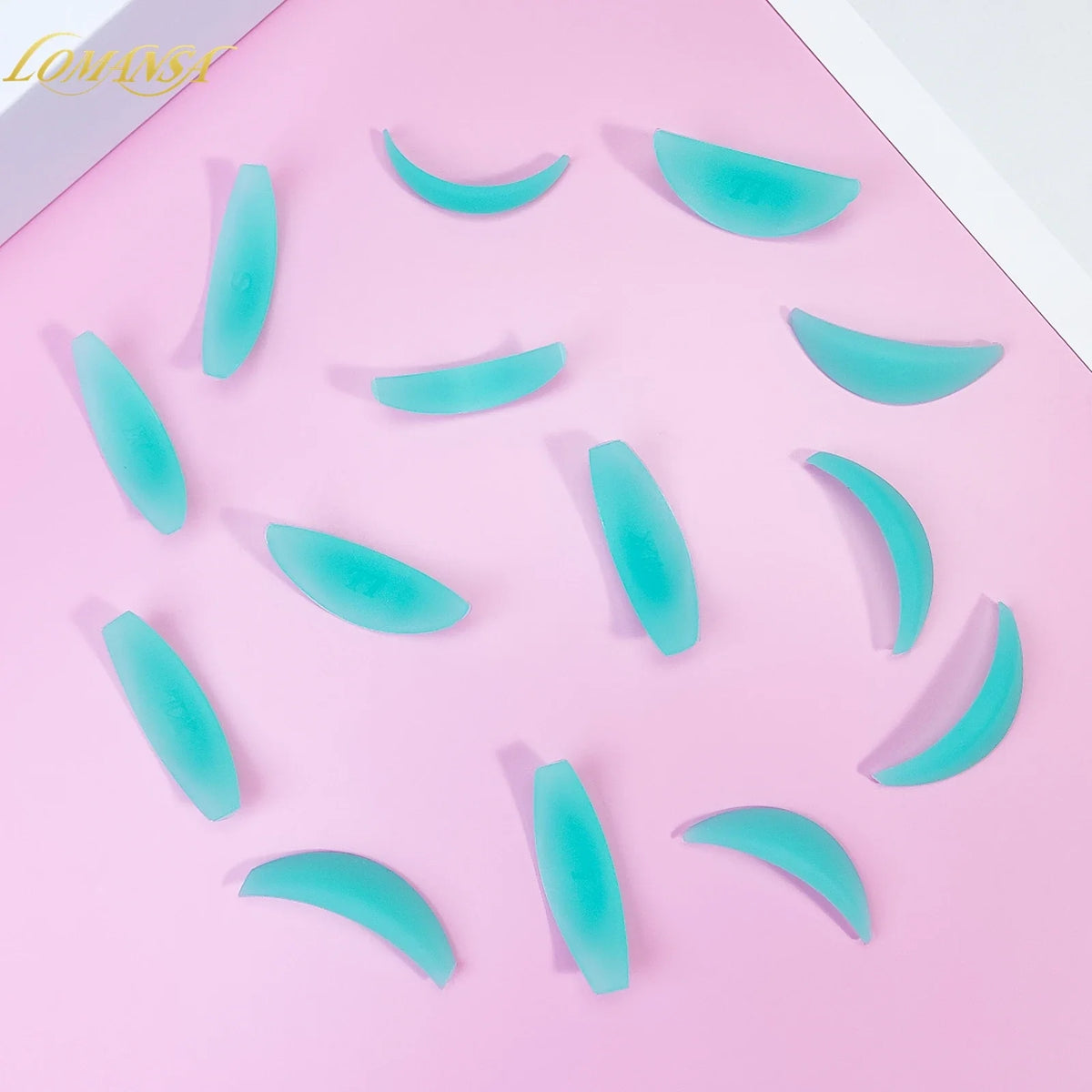 Lomansa 7 Pairs L Curl silicone eyelash perm pads and lash lifting rods, Blushimmer eyelash curler accessories for 3D lash extension.
