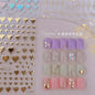Colorful Cat's Eye 5D gradient European love heart gem nail art stickers with geometric crystal designs for manicures.