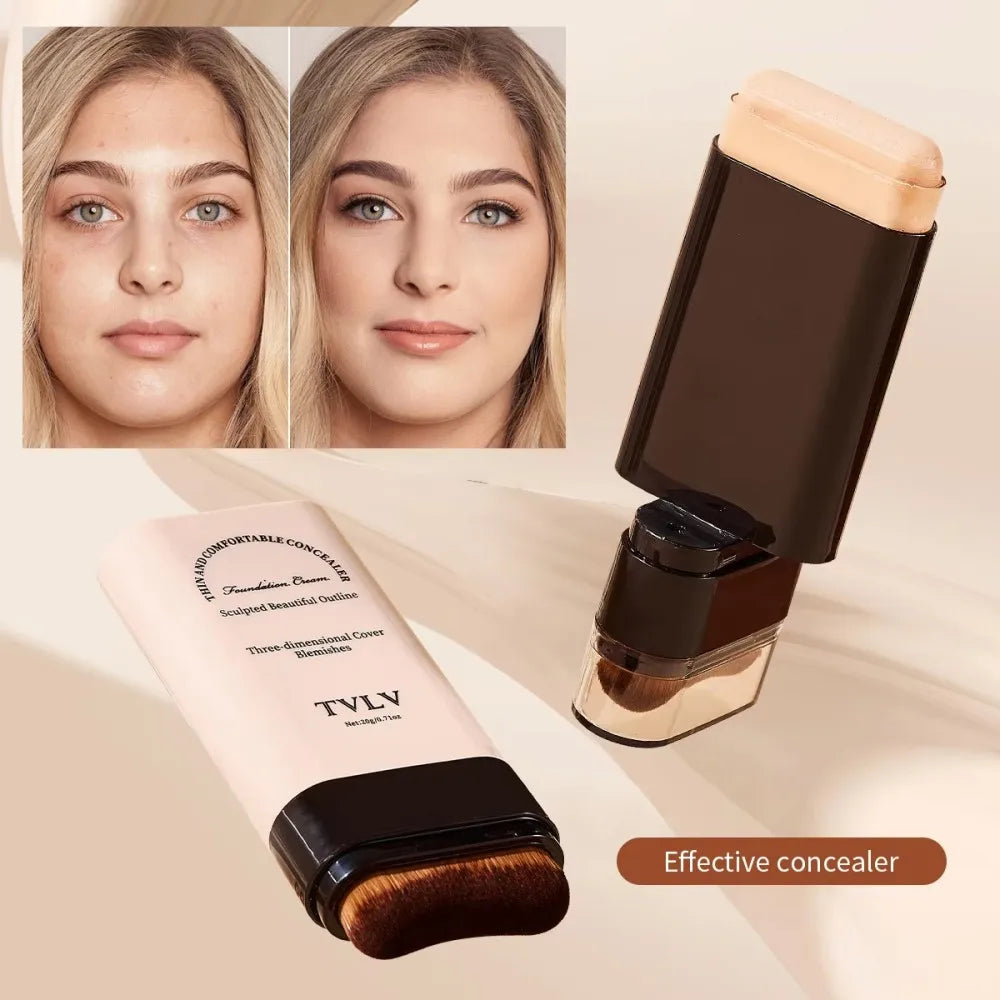Blushimmer TVLV eraser foundation stick with brush, 20g, brightening liquid foundation, long-lasting concealer for smooth skin.