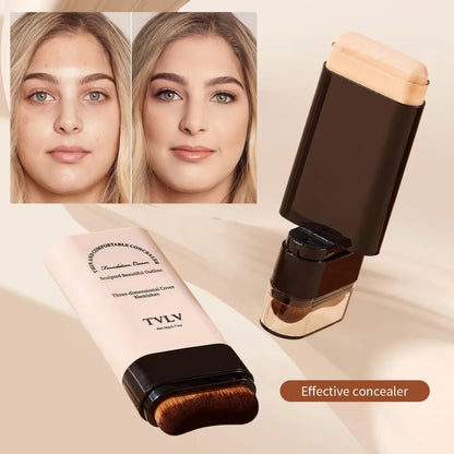 Blushimmer TVLV eraser foundation stick with brush, 20g, brightening liquid foundation, long-lasting concealer for smooth skin.