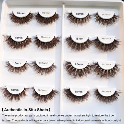 Blushimmer Red Siren Brown Fluffy Mink Lashes 2026, luxurious soft strip lashes with natural, plush design for cosplay or daily wear.