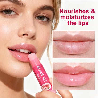 Six Blushimmer fruit-shaped lip balms in colorful packaging, perfect as cute Christmas or birthday gifts for girls and friends.