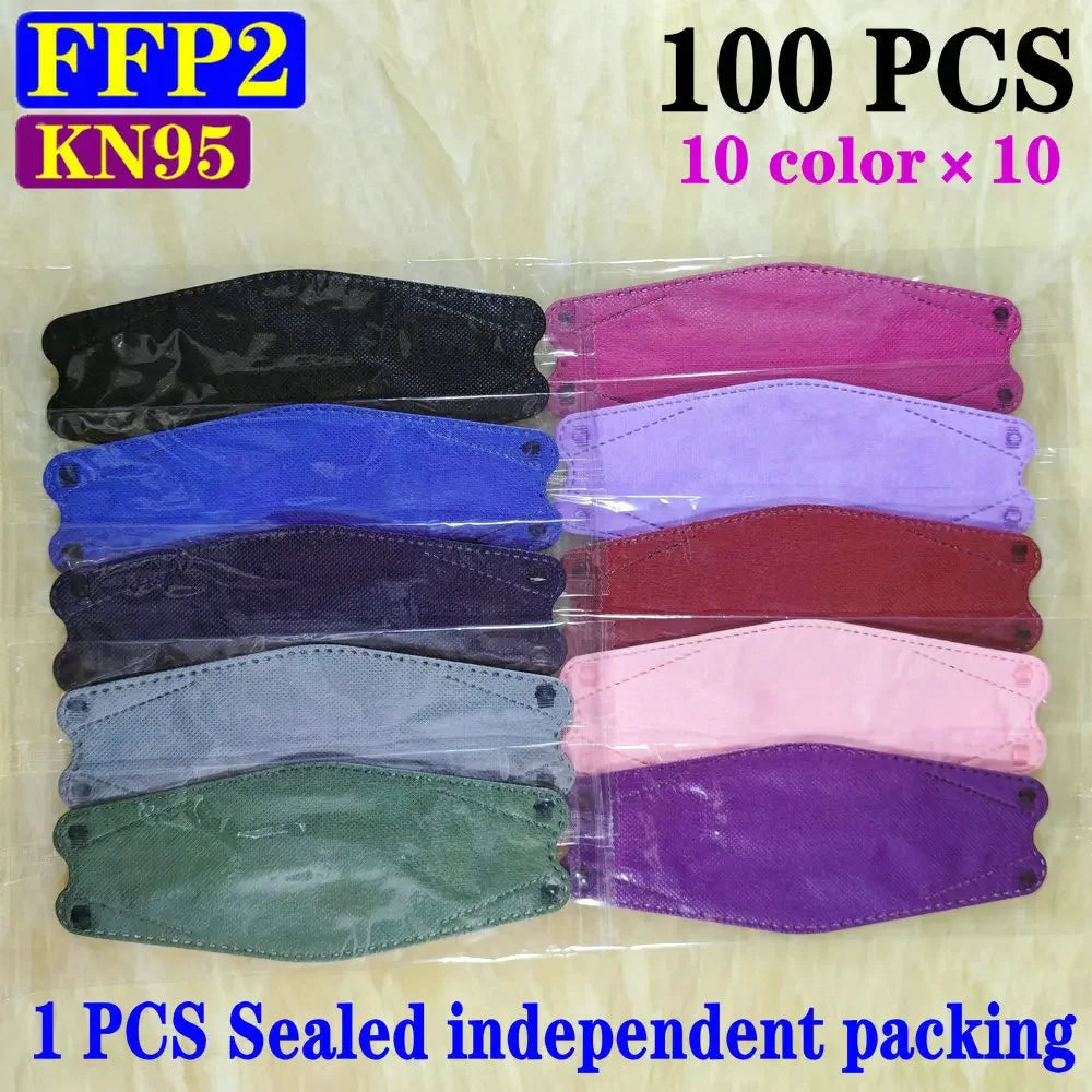 KN95 FFP2 CE 15 Color Wholesale Fish Mask  Hygienic Mascarillas Protective Respirator Anti-Fog Adult FPP2 Reusable Masques