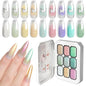 Blushimmer LIMEGIRL 7-in-1 nail gel kit with long-lasting hybrid gradient gel for professional nail salon art, showing colorful textured nails.