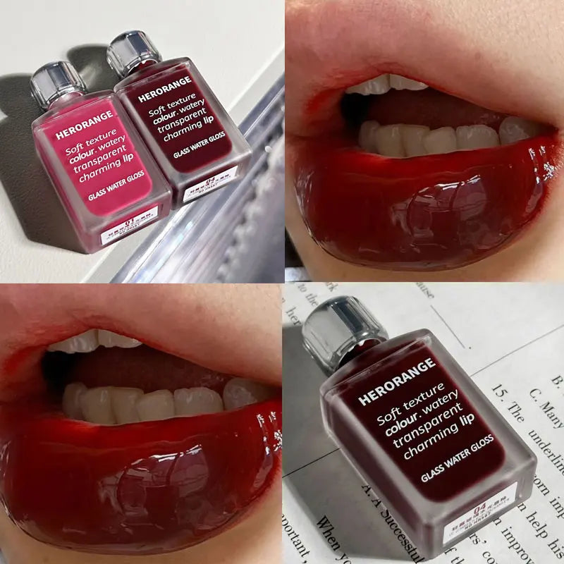 Blushimmer HERORANGE HR567 transparent ice velvet matte lipstick and lip gloss with vibrant pigment, shown in a sleek tube.